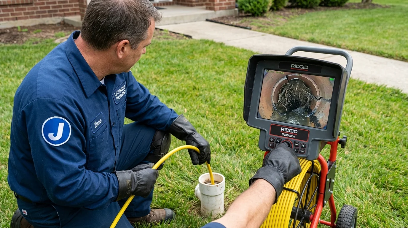 Sewer camera inspection being performed by Johns Plumbing LLC in West Columbia